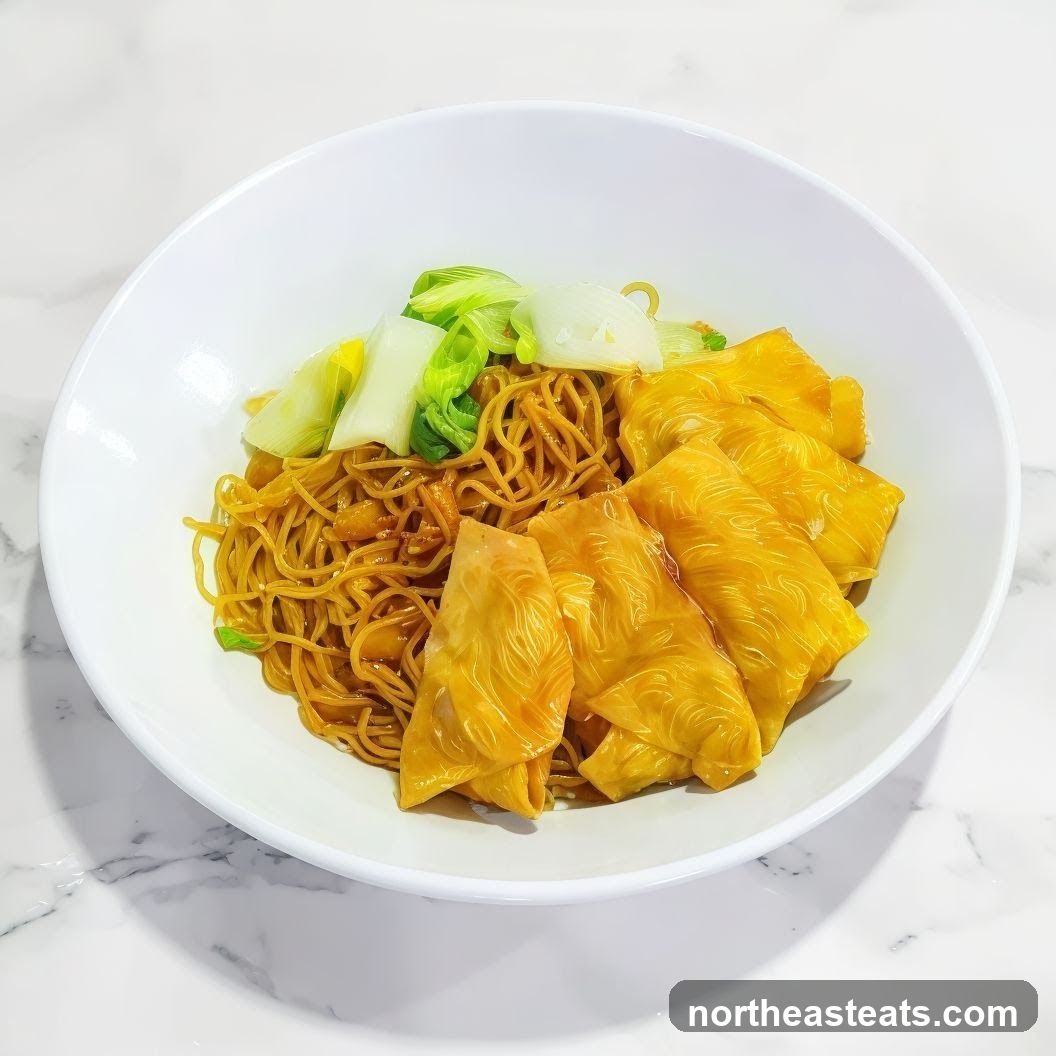 Noodles with Fried Bean Curd Skin Rolls