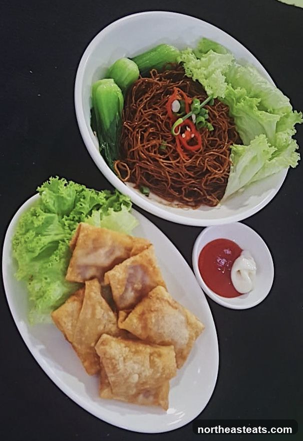 Noodles and Fried Wontons