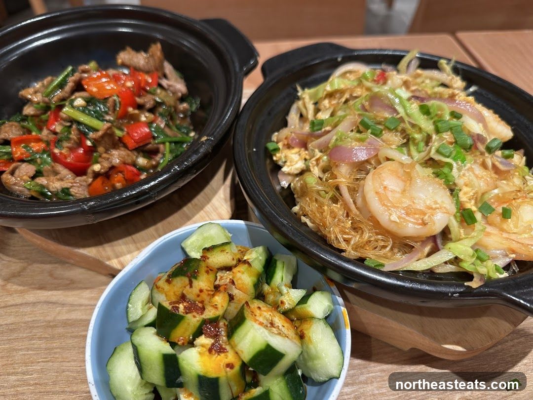 Three dishes of food