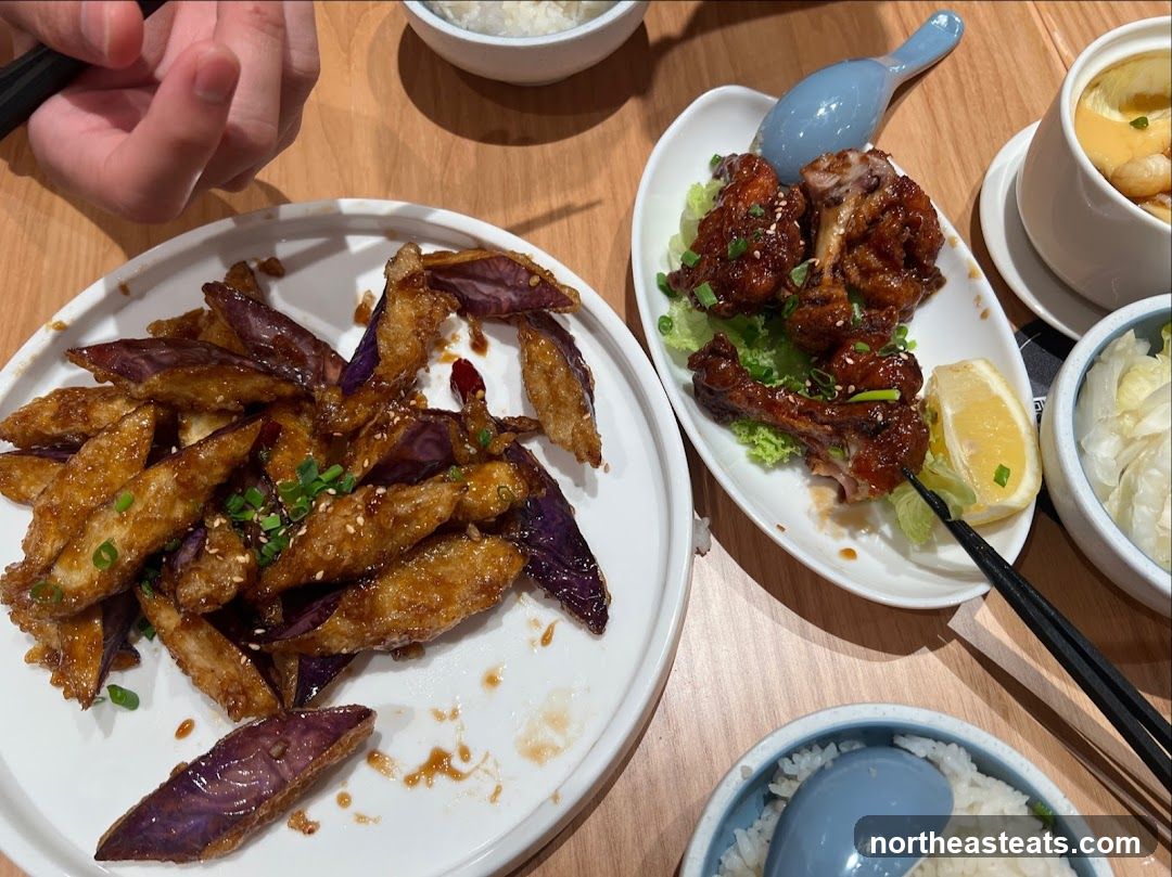 Fried Eggplant and Chicken Wings