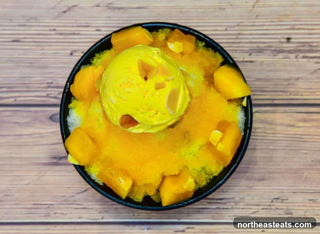 Mango shaved ice with ice cream