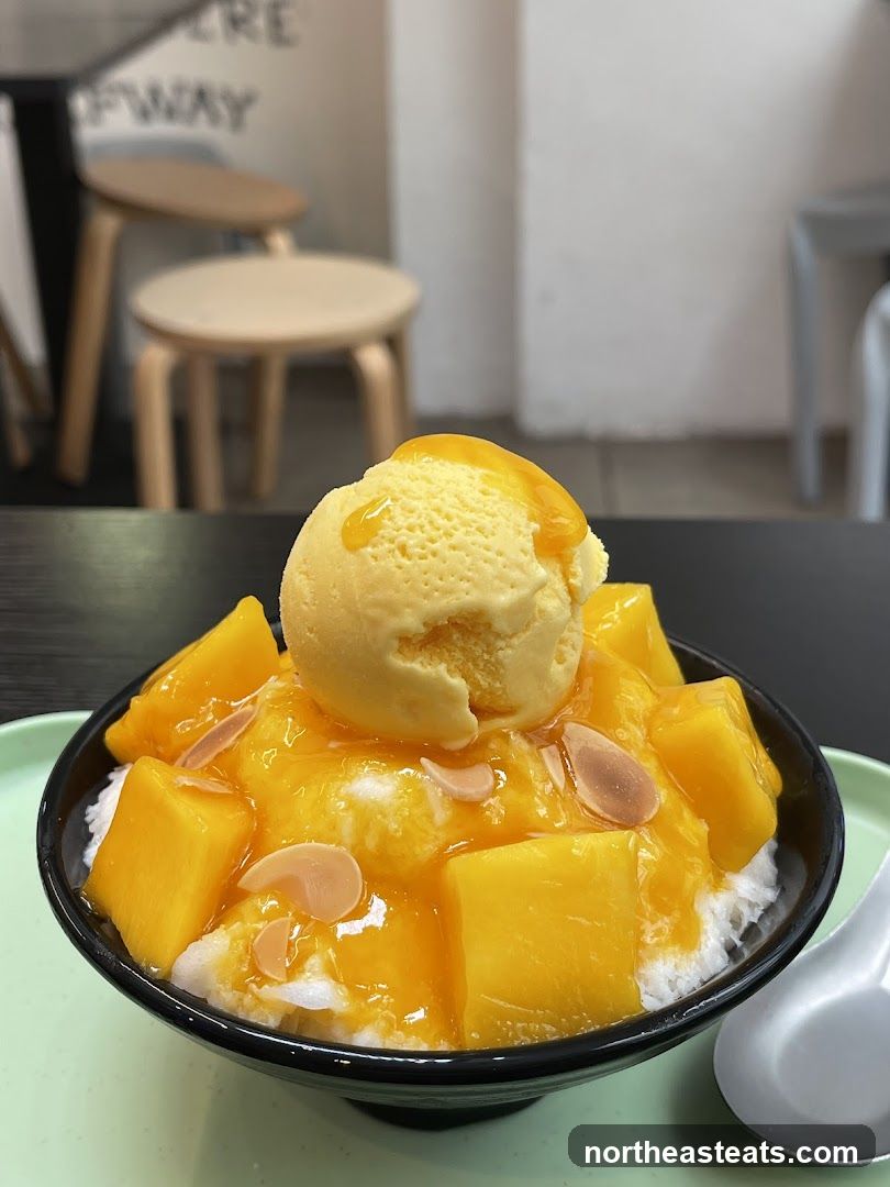 Mango shaved ice dessert