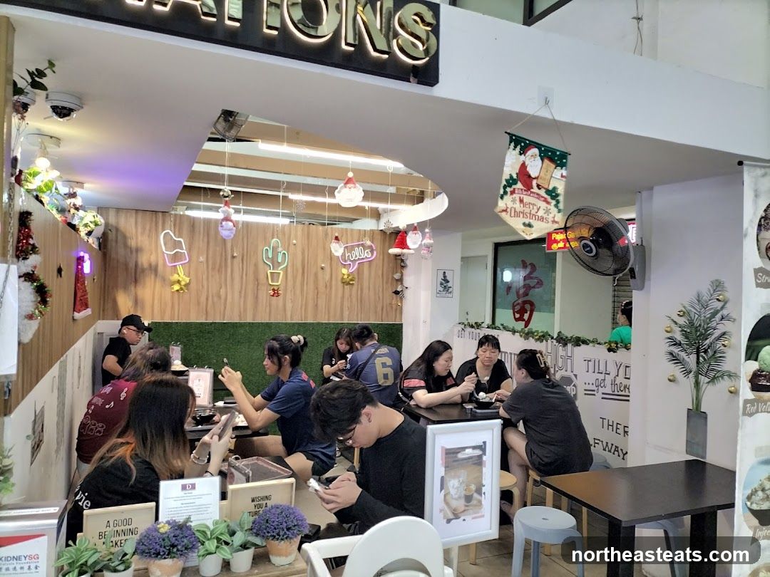 Restaurant Interior with Christmas Decorations