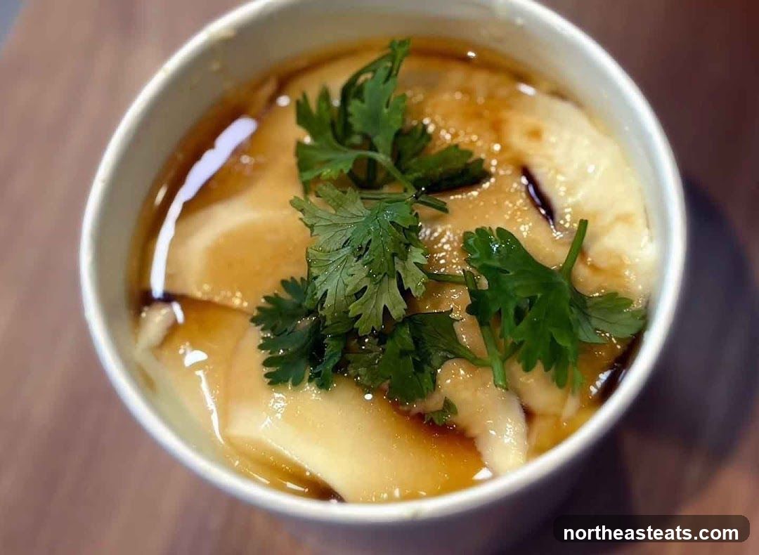 Steamed Tofu with Sauce and Cilantro