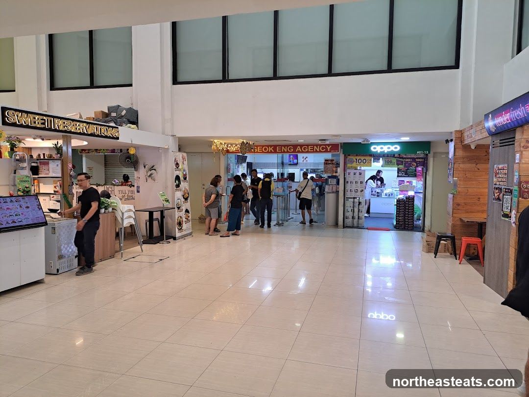 Indoor shopping mall with various shops