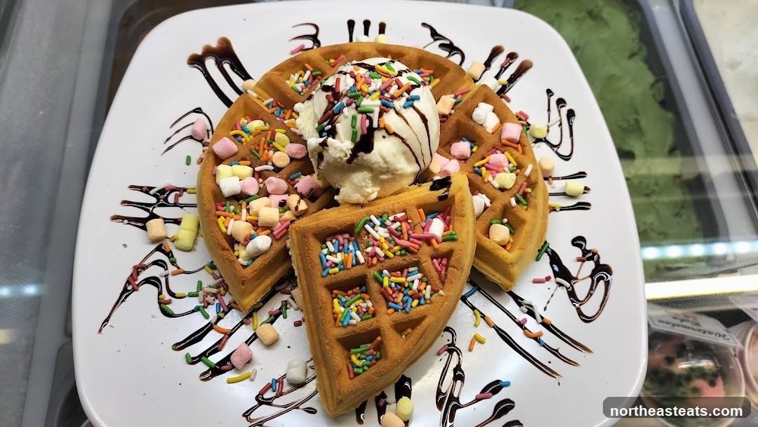Waffle with Ice Cream and Sprinkles