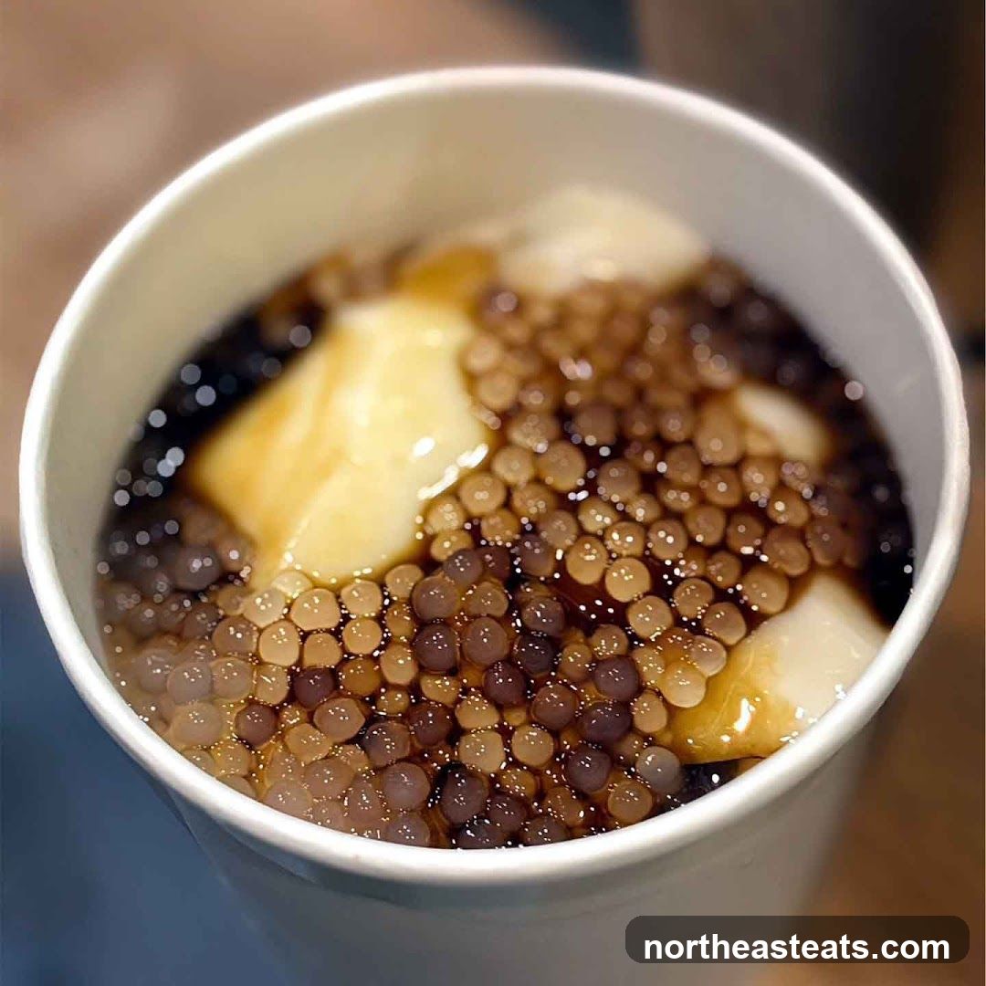 Dessert with Tapioca Pearls and Tofu Pudding