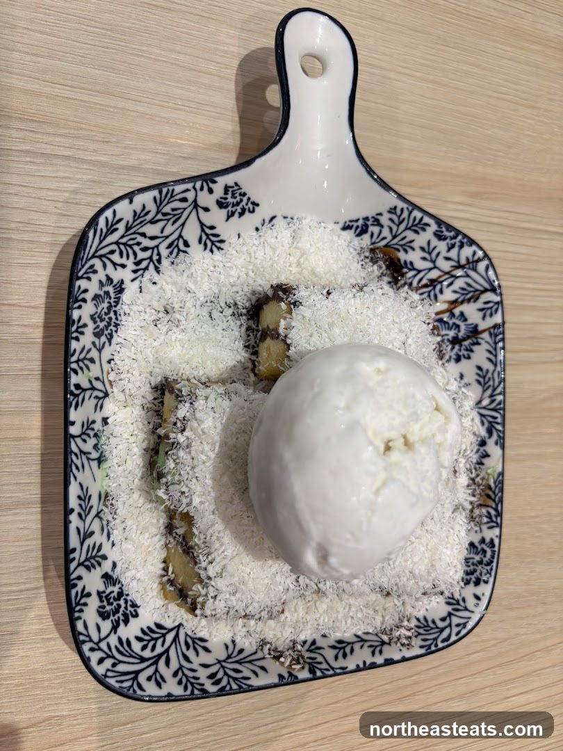 Dessert with Ice Cream and Coconut Flakes