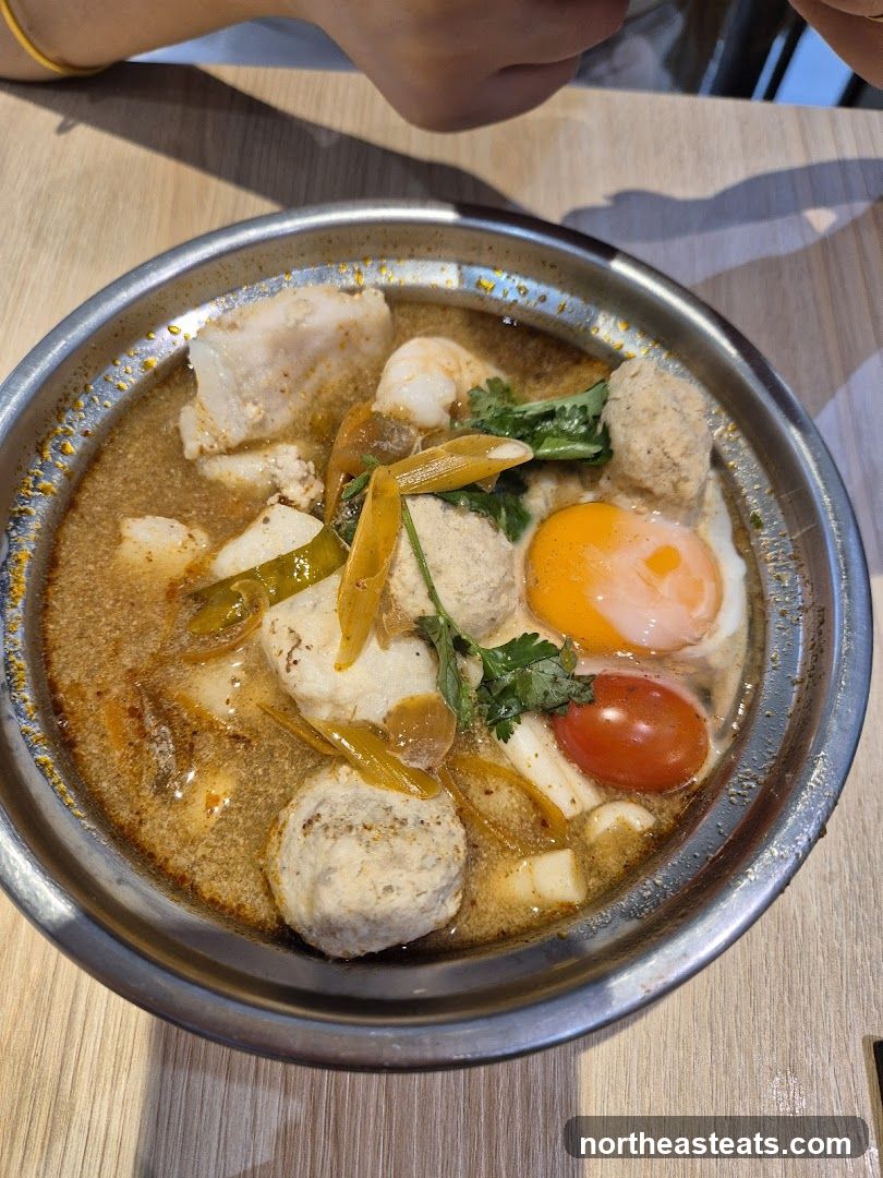 Tom Yum Soup with Fish Balls and Egg
