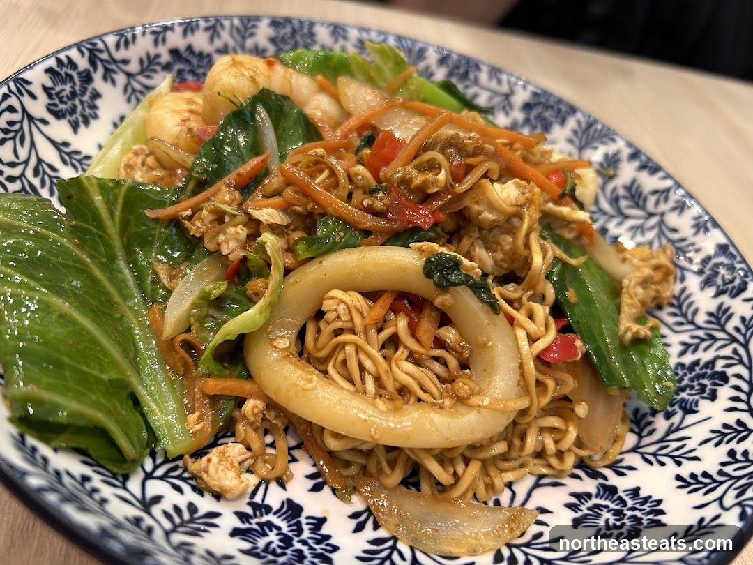Noodle Dish with Seafood and Vegetables