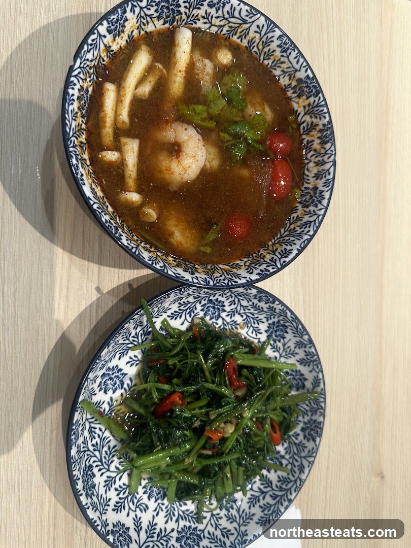Thai Tom Yum Soup and Stir-Fried Water Spinach