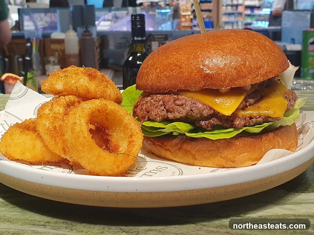 Burger and Onion Rings
