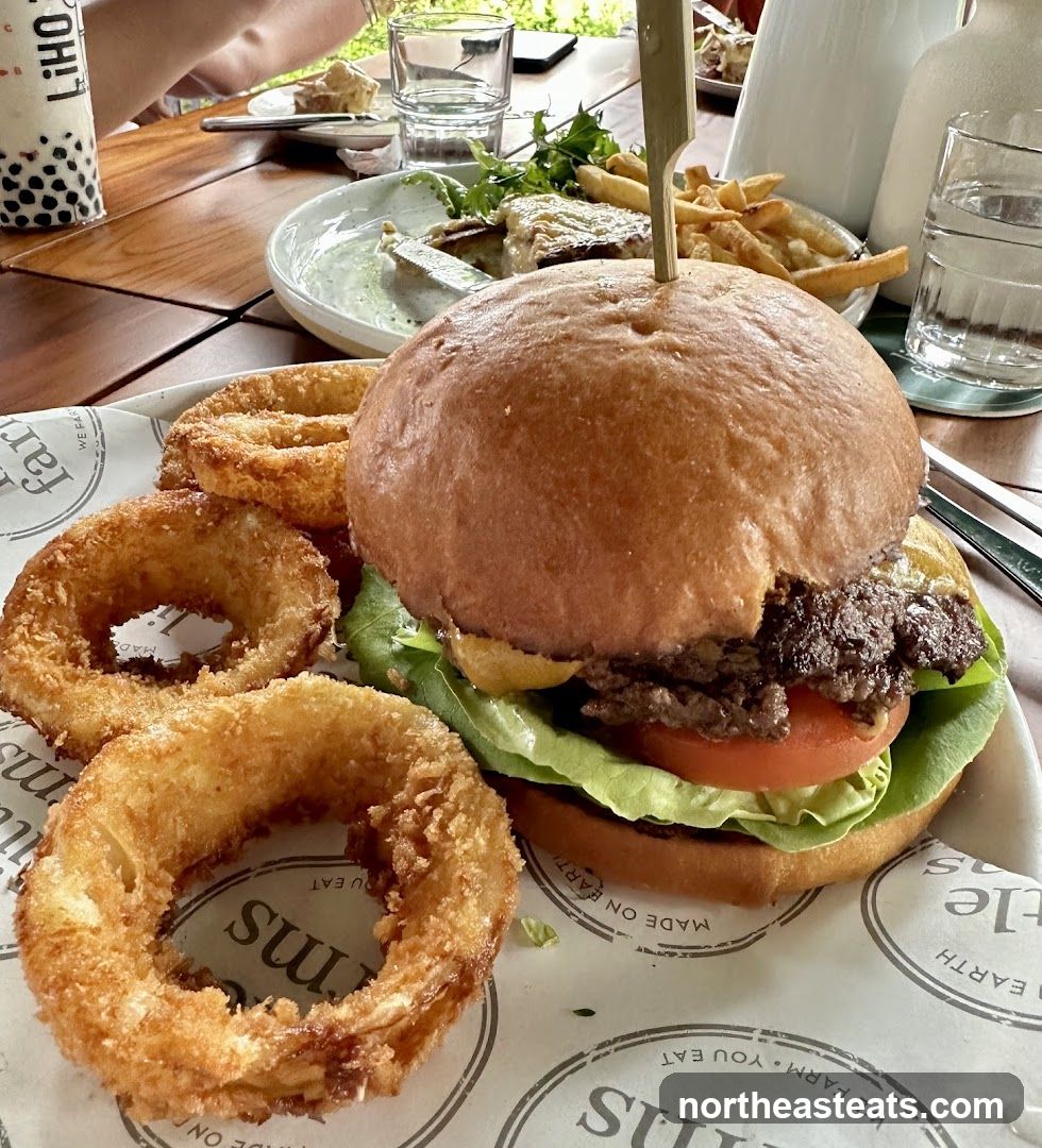 Burger and Onion Rings