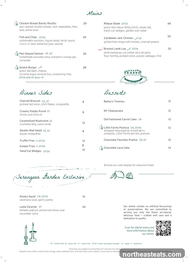 Mains, Dinner Sides, Desserts, Serangoon Garden Exclusive