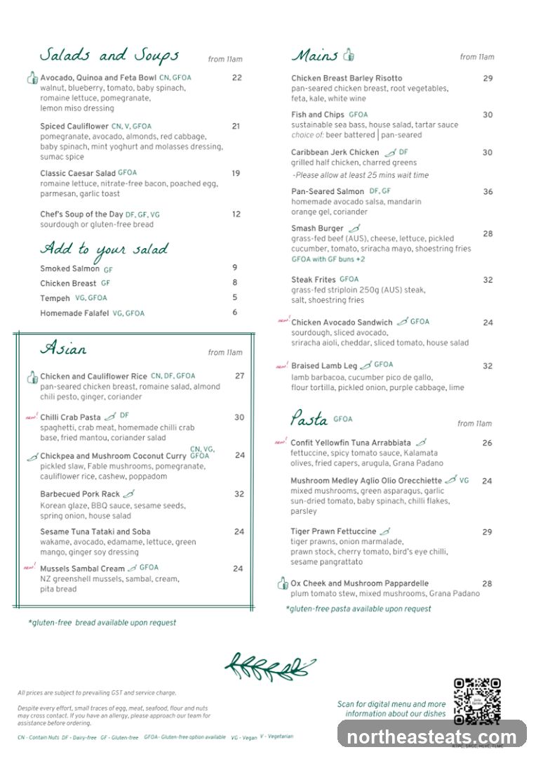 Salads and Soups, Mains, Asian, Pasta