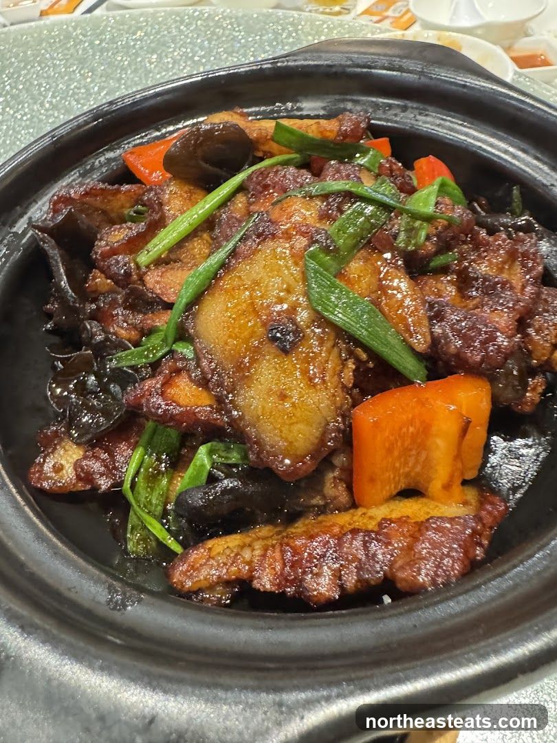 Braised Pork Belly with Mushrooms and Peppers