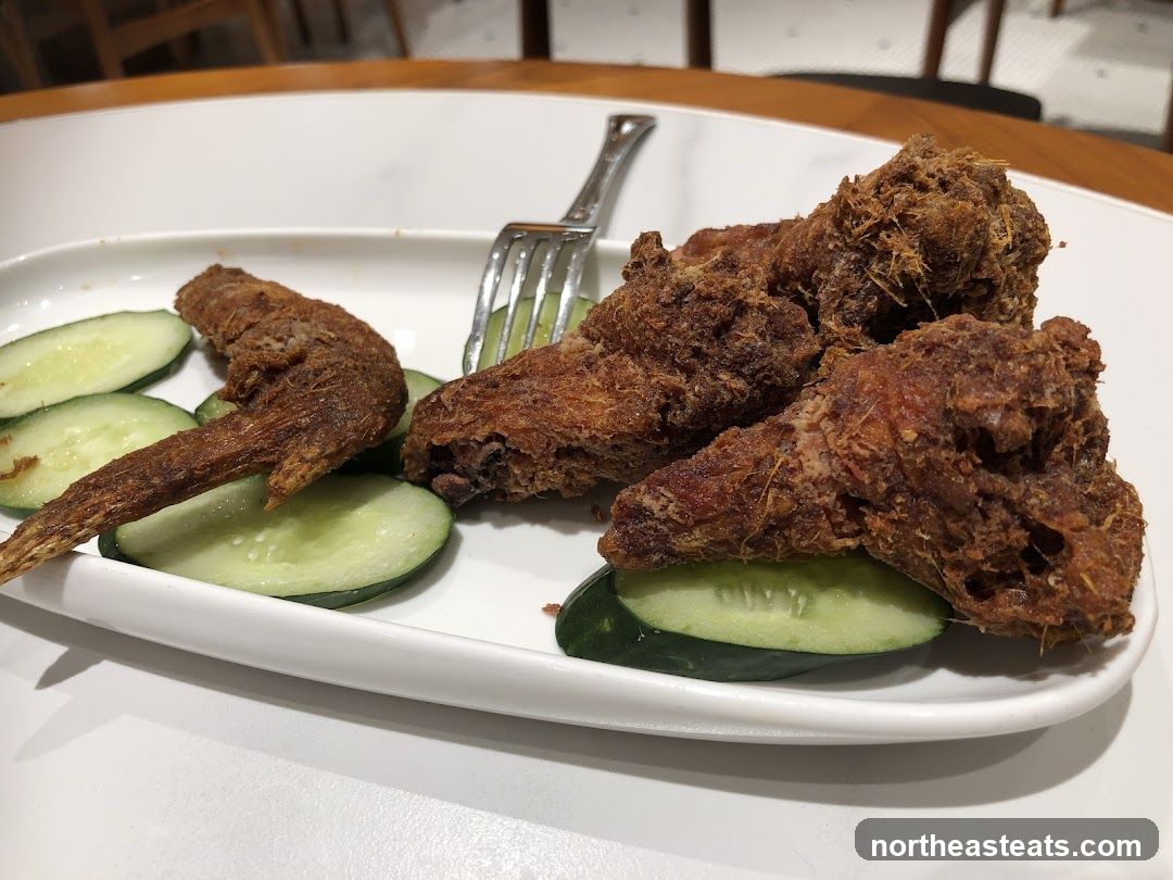 Fried Chicken Wings with Cucumber Slices
