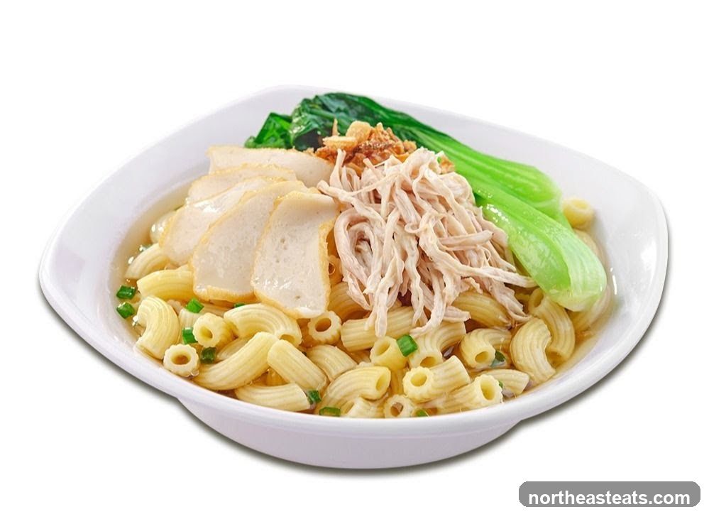 Macaroni Soup with Chicken and Fish Cake
