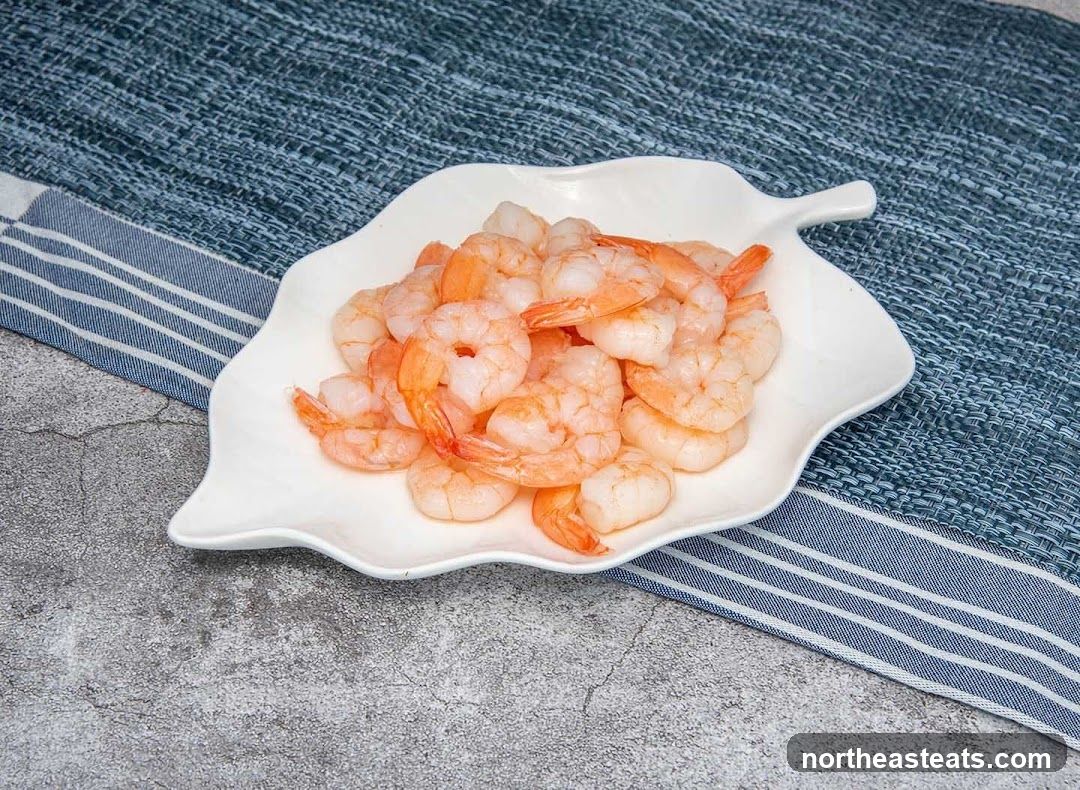 Cooked Shrimp on a Leaf-Shaped Plate