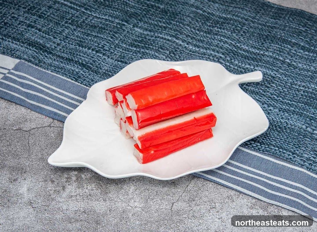 Crab Sticks on a Leaf-Shaped Plate