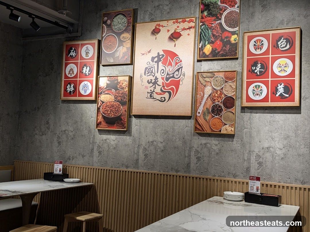 Restaurant Interior with Spice-Themed Artwork