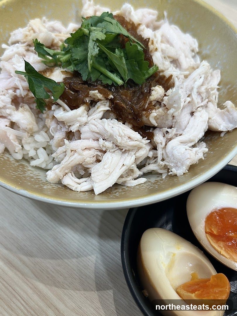 Shredded Chicken Rice Bowl with Soft-Boiled Eggs