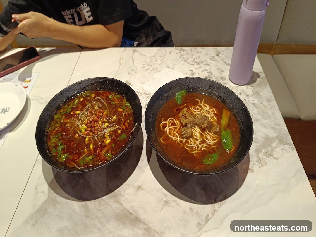 Two bowls of noodles