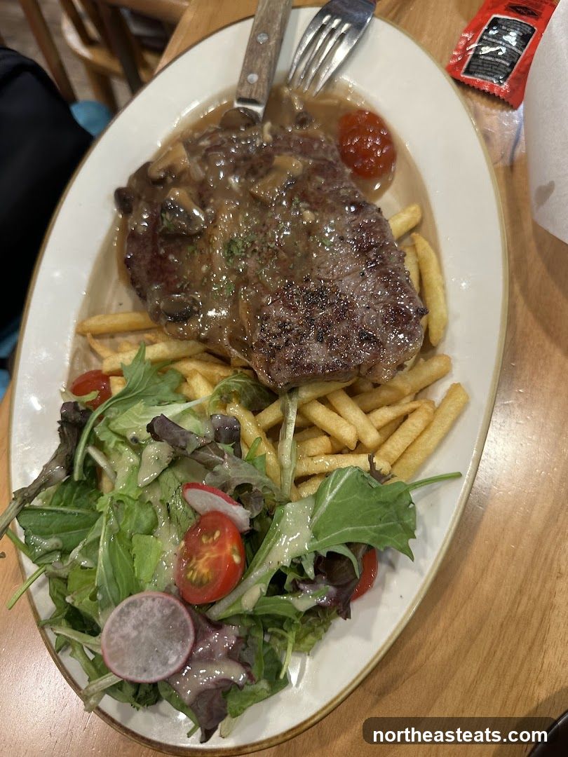 Steak with Fries and Salad