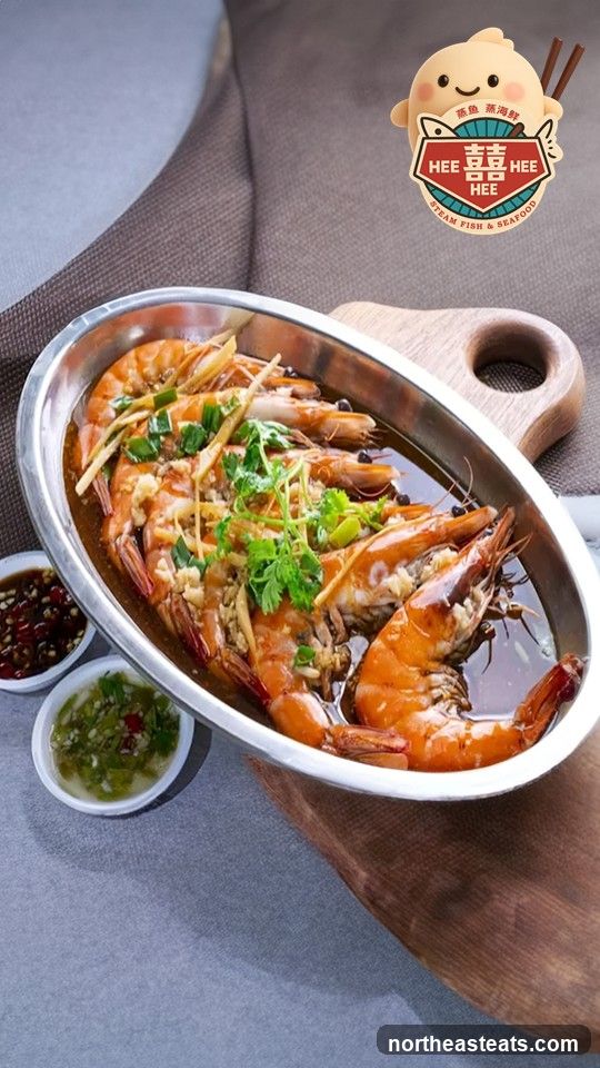 Steamed Prawns with Ginger and Garlic