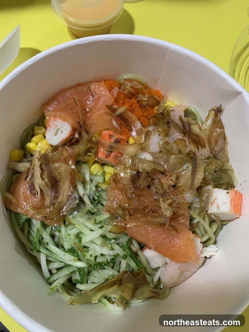 Salmon and Seafood Noodle Bowl