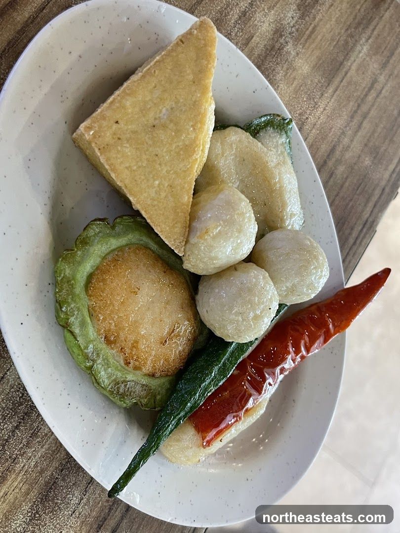 Fried Tofu, Bitter Gourd, Fish Balls, and Chili