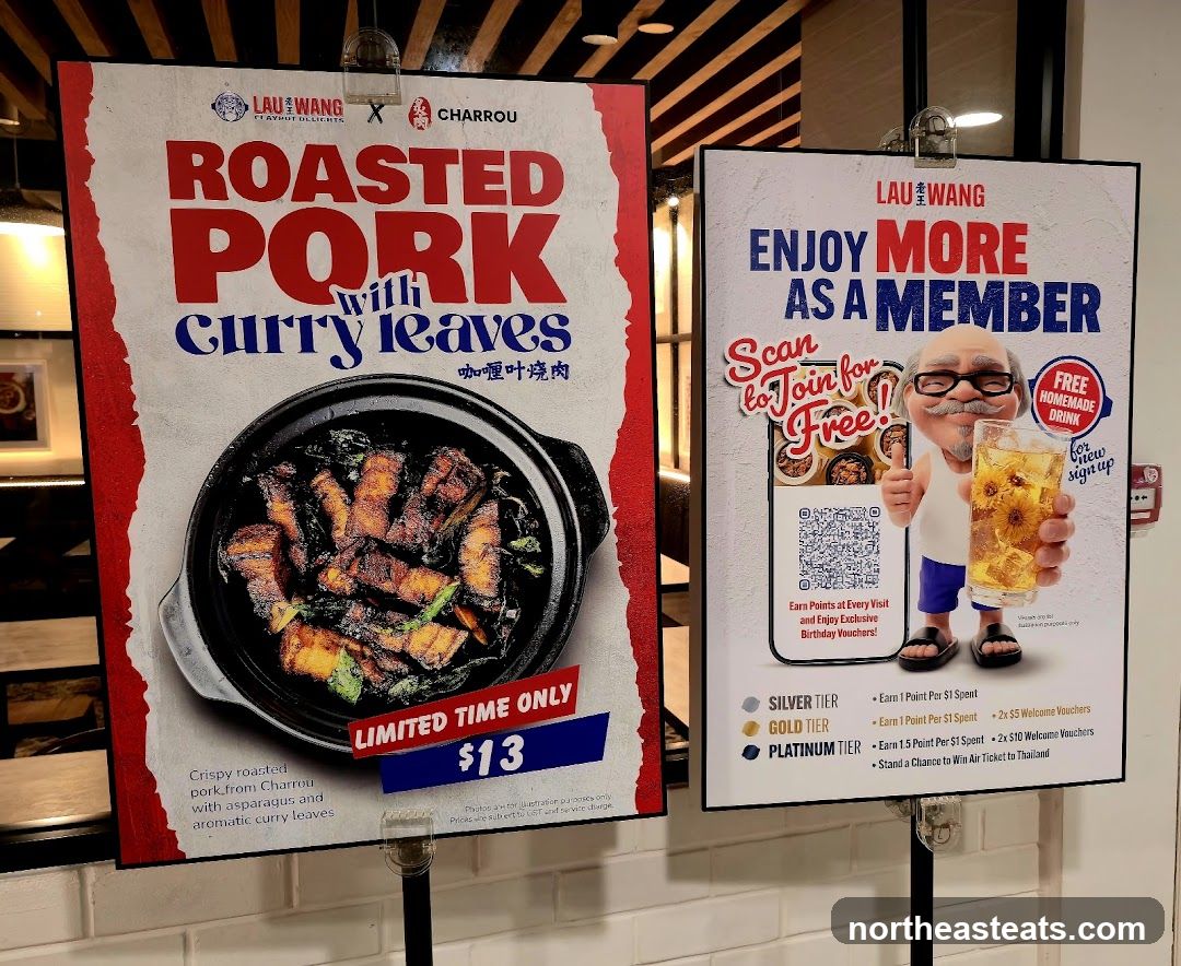 Promotional posters for roasted pork and membership program
