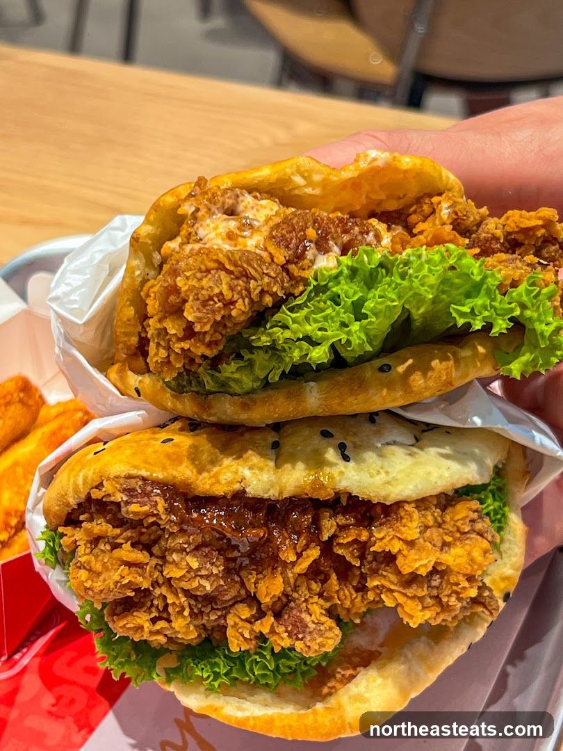 Two Fried Chicken Burgers