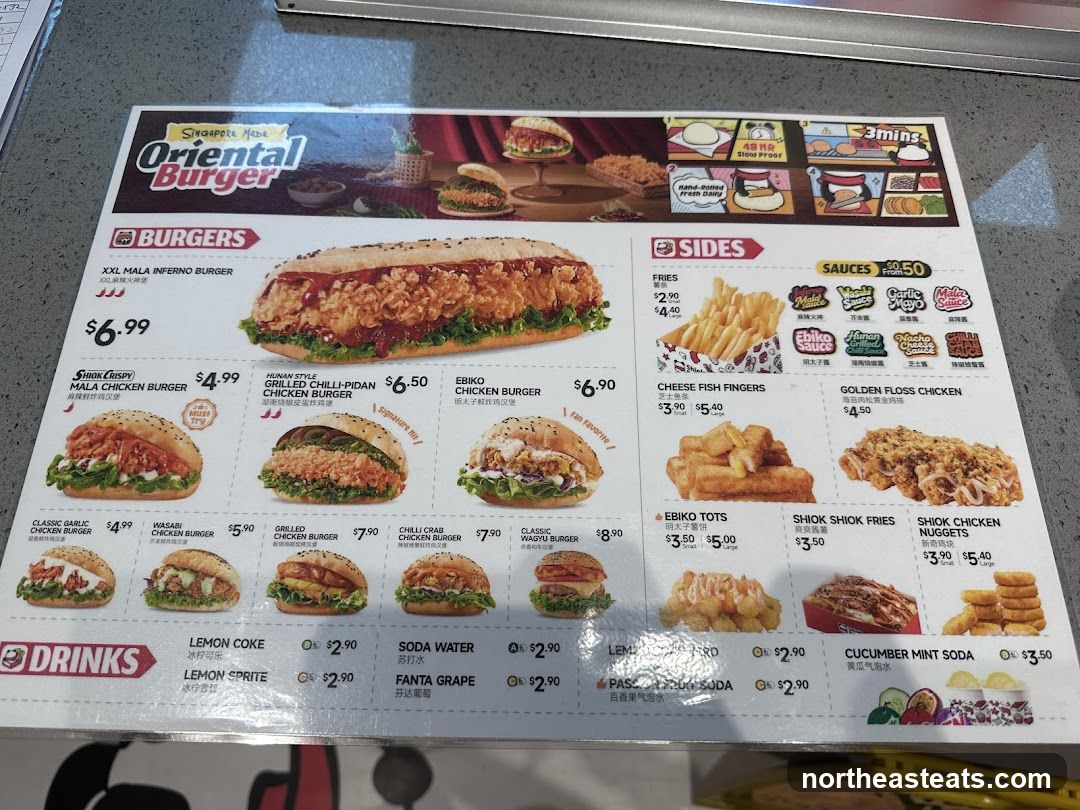 Oriental Burger Menu
