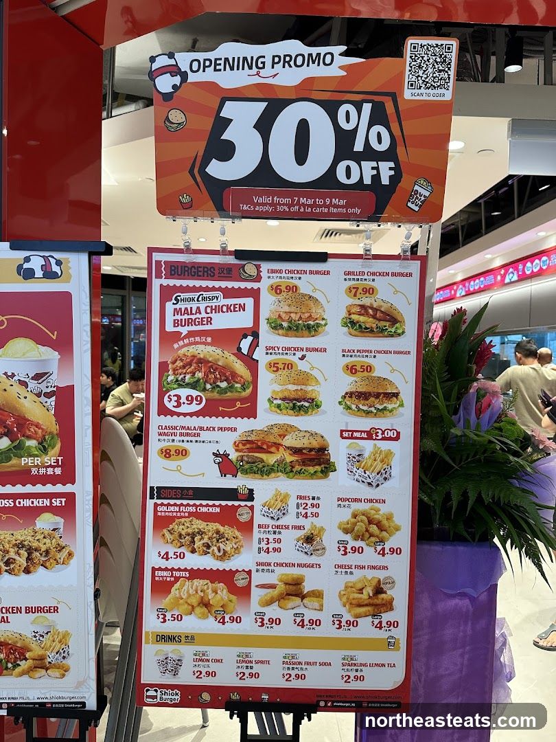 Shiok Burger Menu