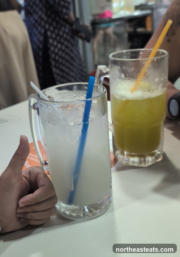 Two drinks with straws