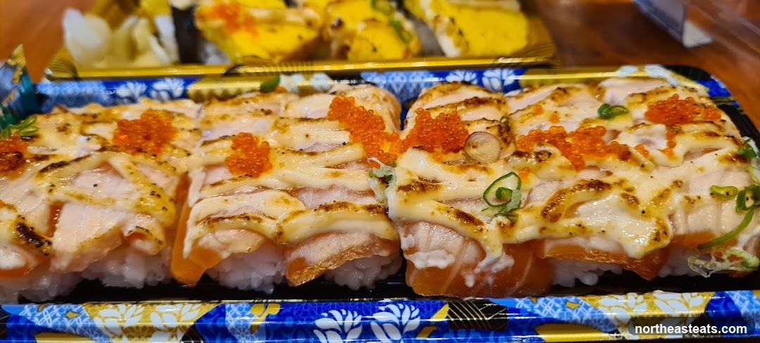 Salmon Nigiri with Roe and Scallions