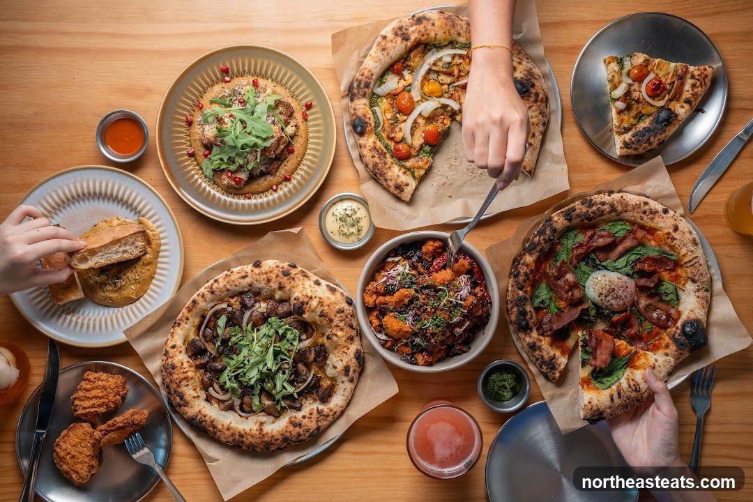 Assortment of Pizzas and Appetizers