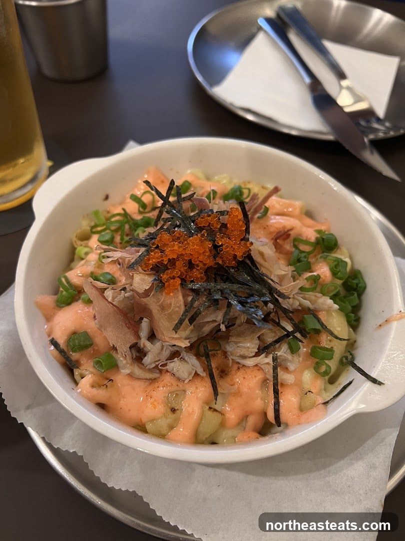 Macaroni and Cheese with Seafood Toppings