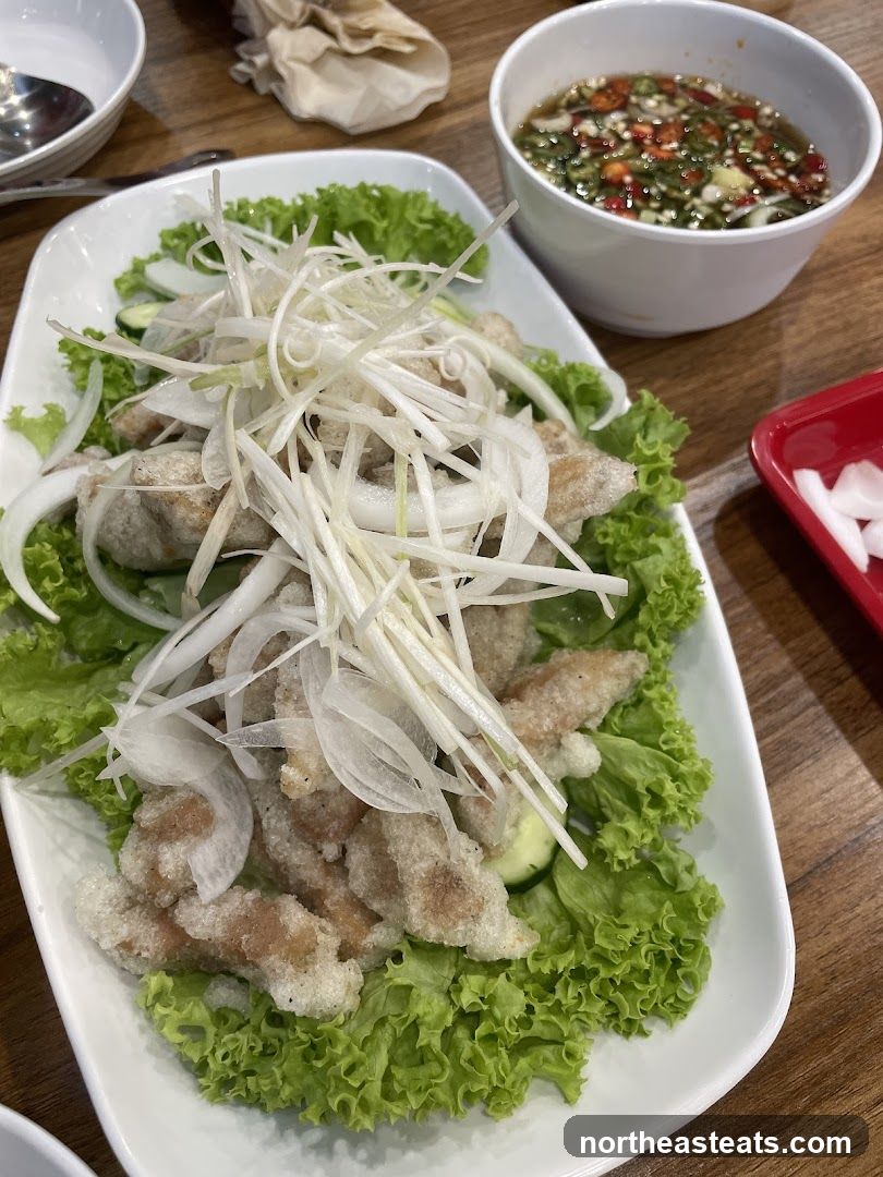 Fried Fish with Salad and Dipping Sauce