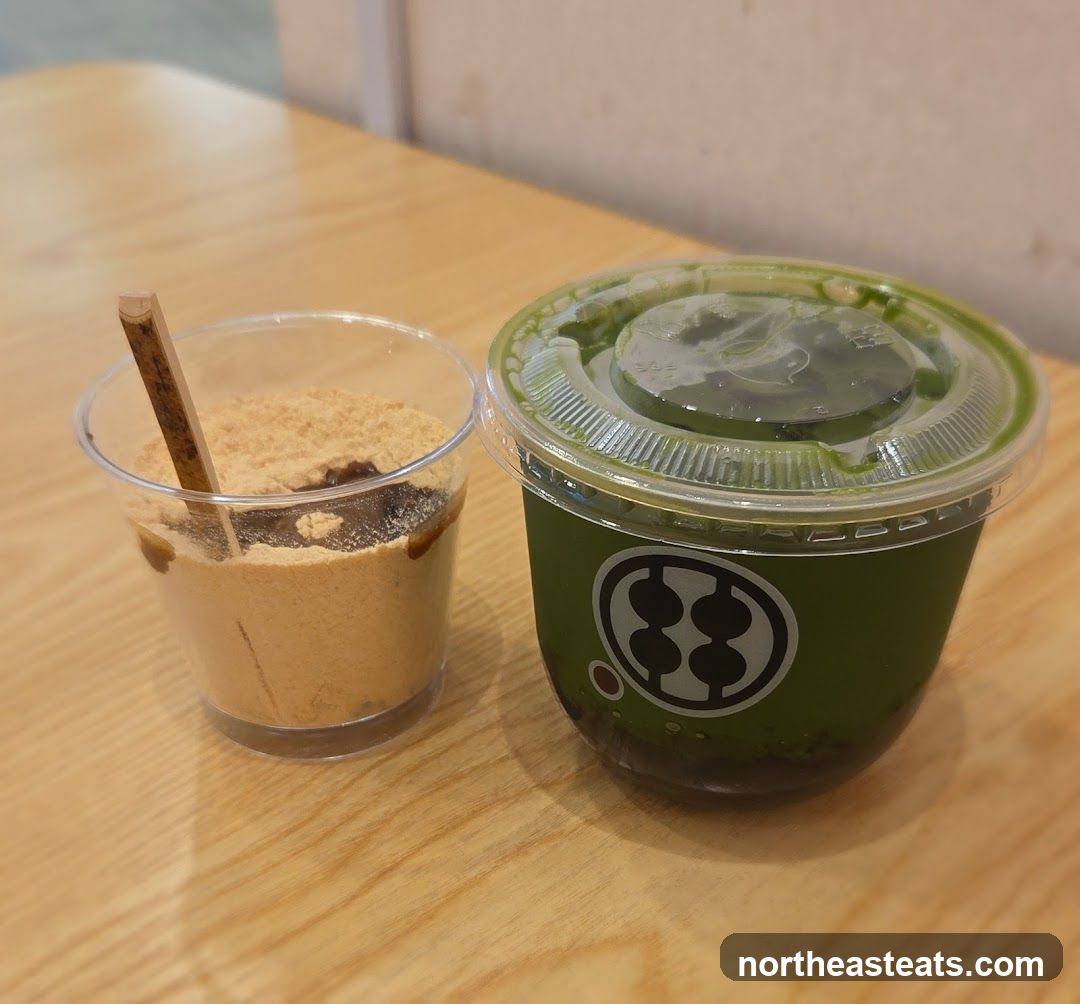 Matcha drink and dessert