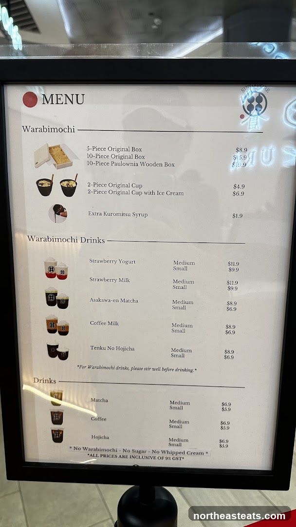 Warabimochi Menu