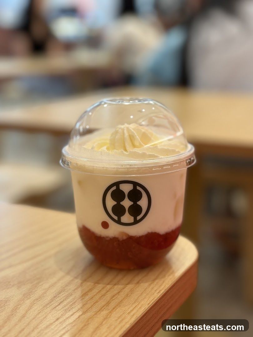 Strawberry Drink with Cream Topping