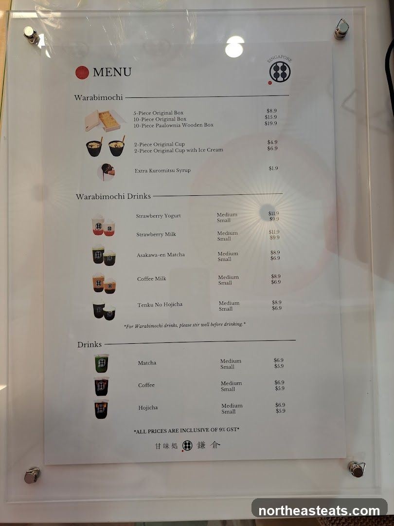 Warabimochi Menu