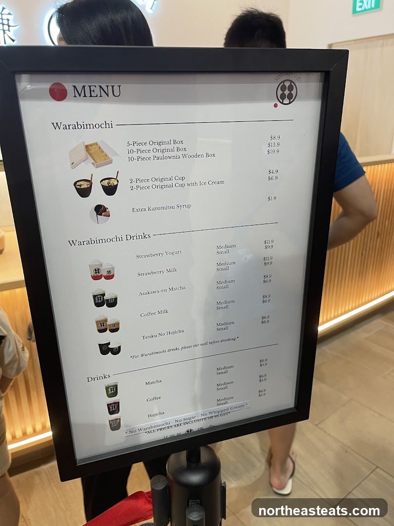 Warabimochi Menu