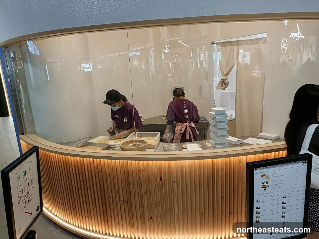 Food preparation at a dessert shop