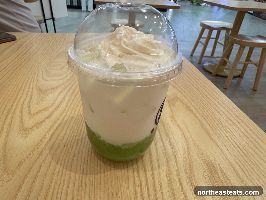 Creamy Green Drink with Whipped Cream
