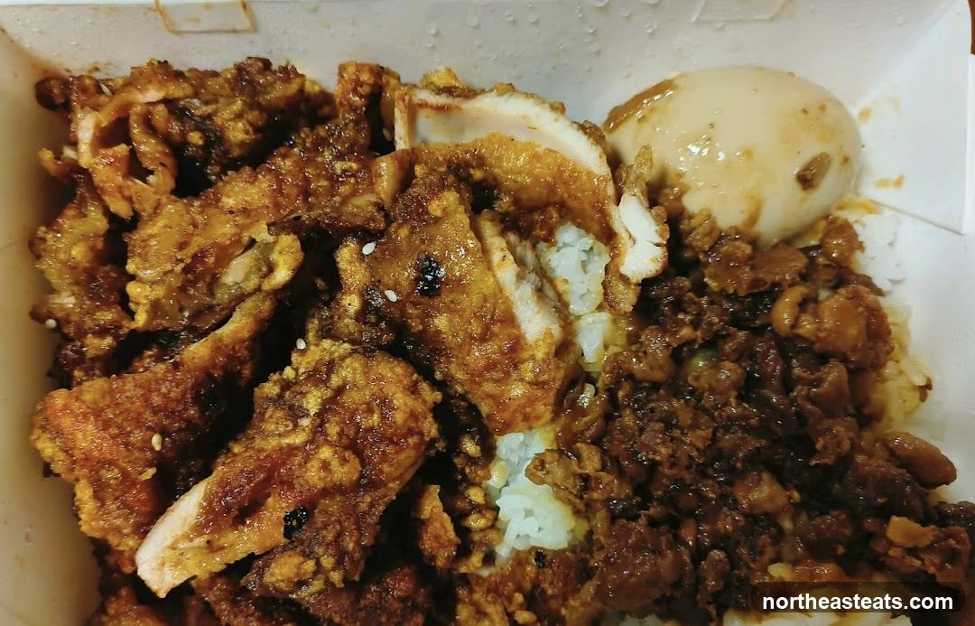Fried Chicken and Braised Pork Rice Bowl