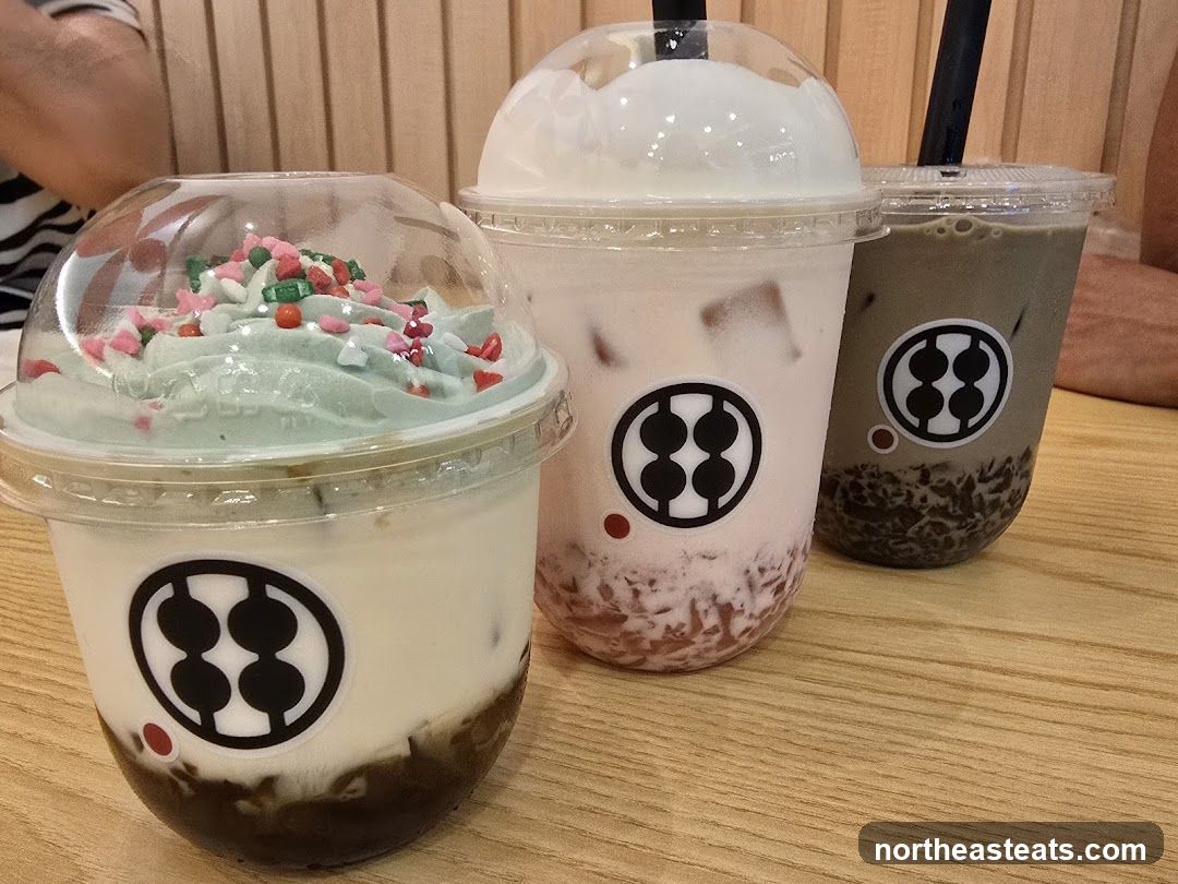 Three bubble tea drinks