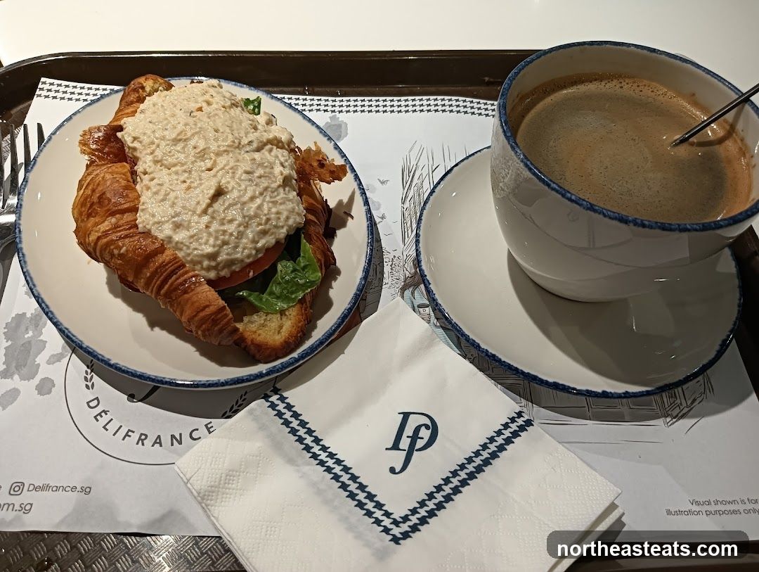 Croissant Sandwich and Coffee